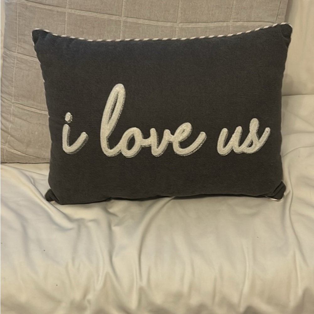 Decorative Pillow with 'I Love Us' Embroidery